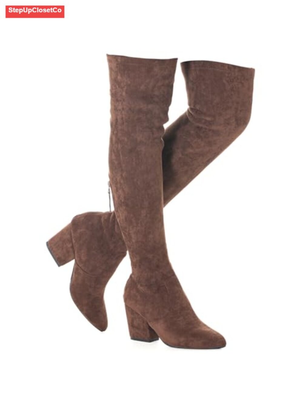 Women's Over the Knee Block Heel Boots Pointed Toe Stretch